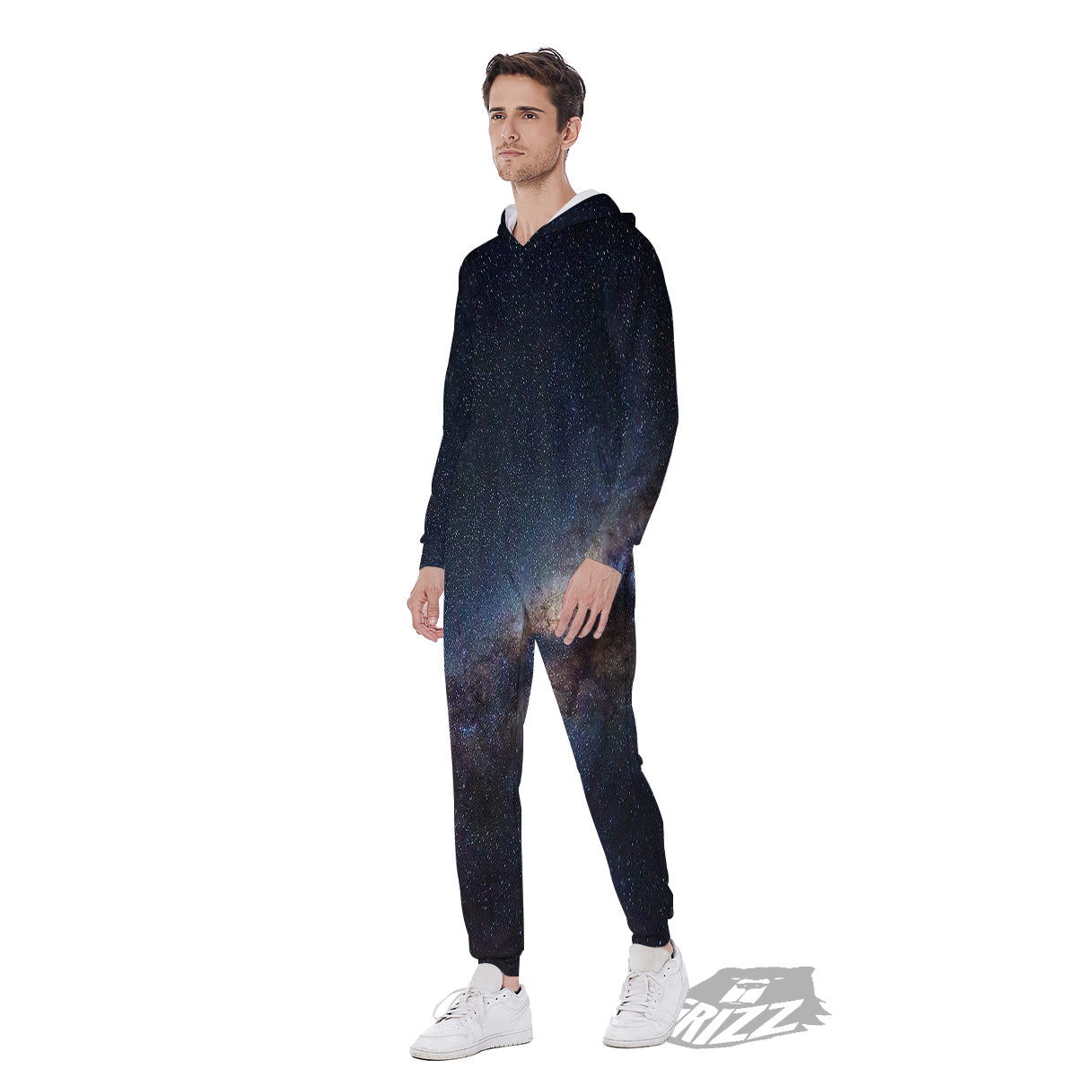 Galaxy Space Dark Milky Way Print Men's Jumpsuit-grizzshop