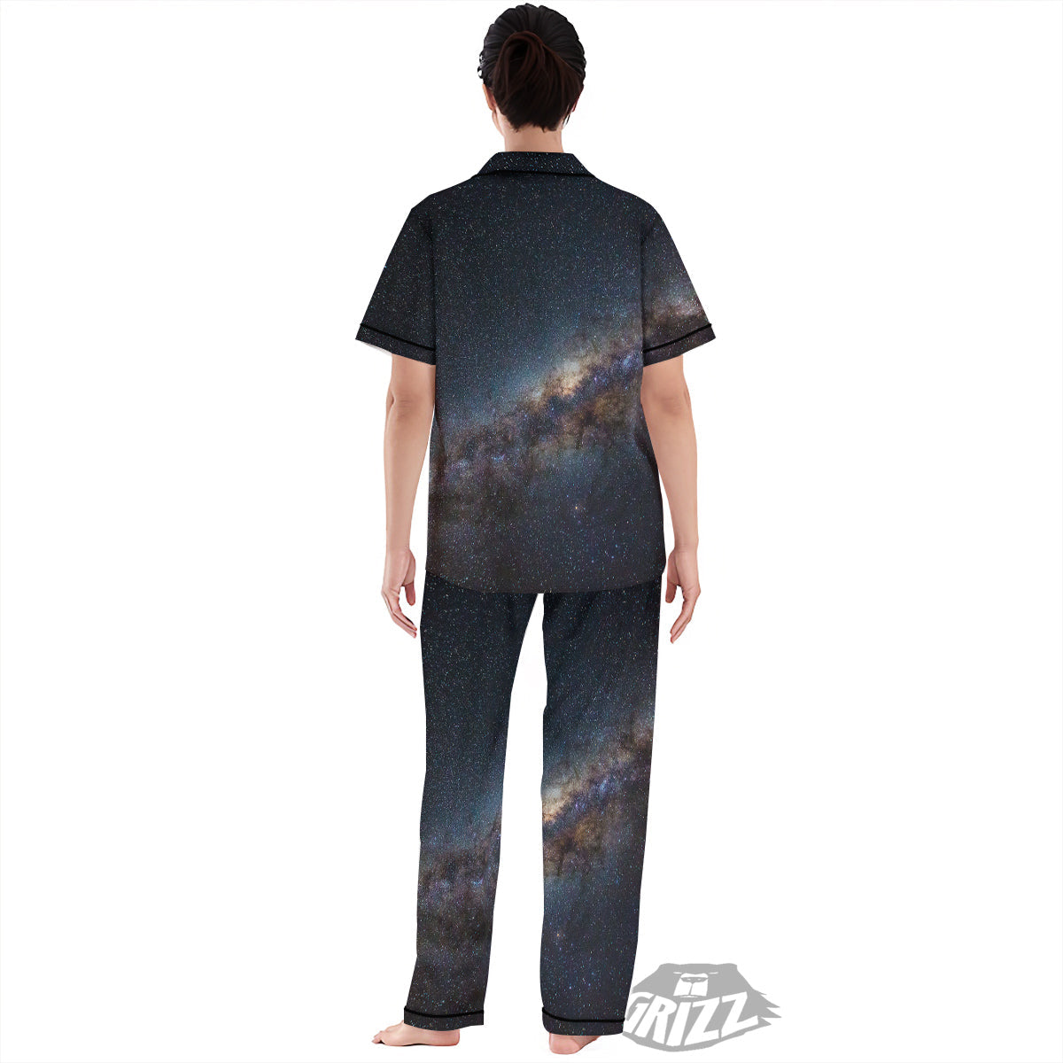 Galaxy Space Dark Milky Way Print Women's Pajamas Set-grizzshop