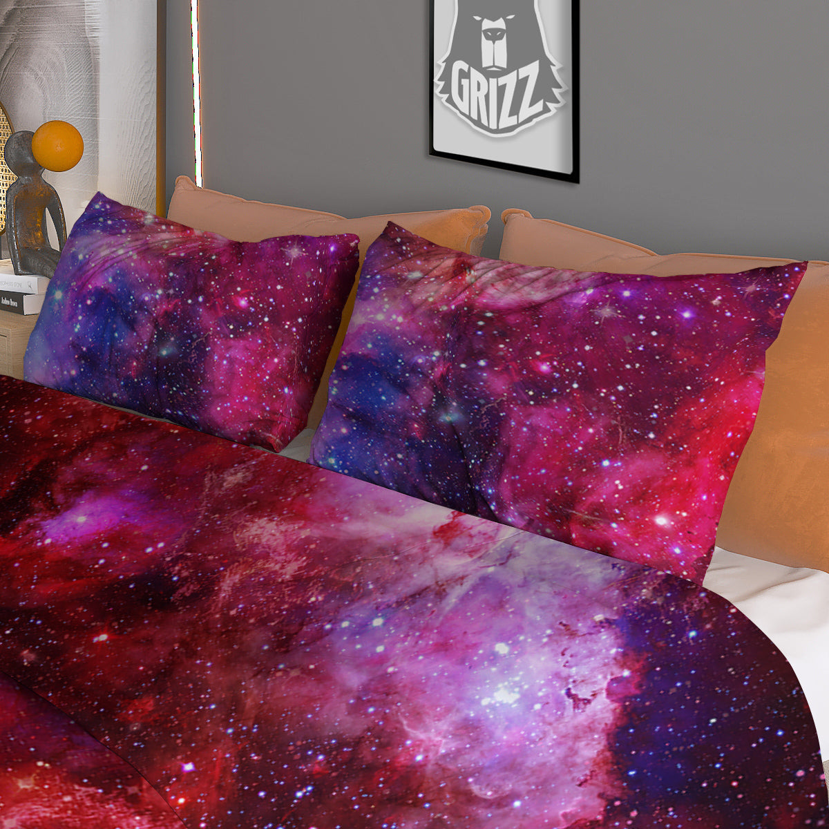 Galaxy Space Dark Purple Cosmos Print Duvet Cover Bedding Set