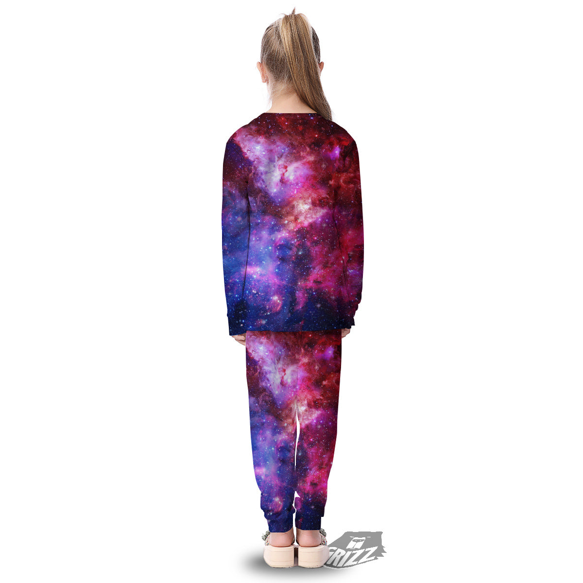 Galaxy Space Dark Purple Cosmos Print Kid's Pajamas-grizzshop