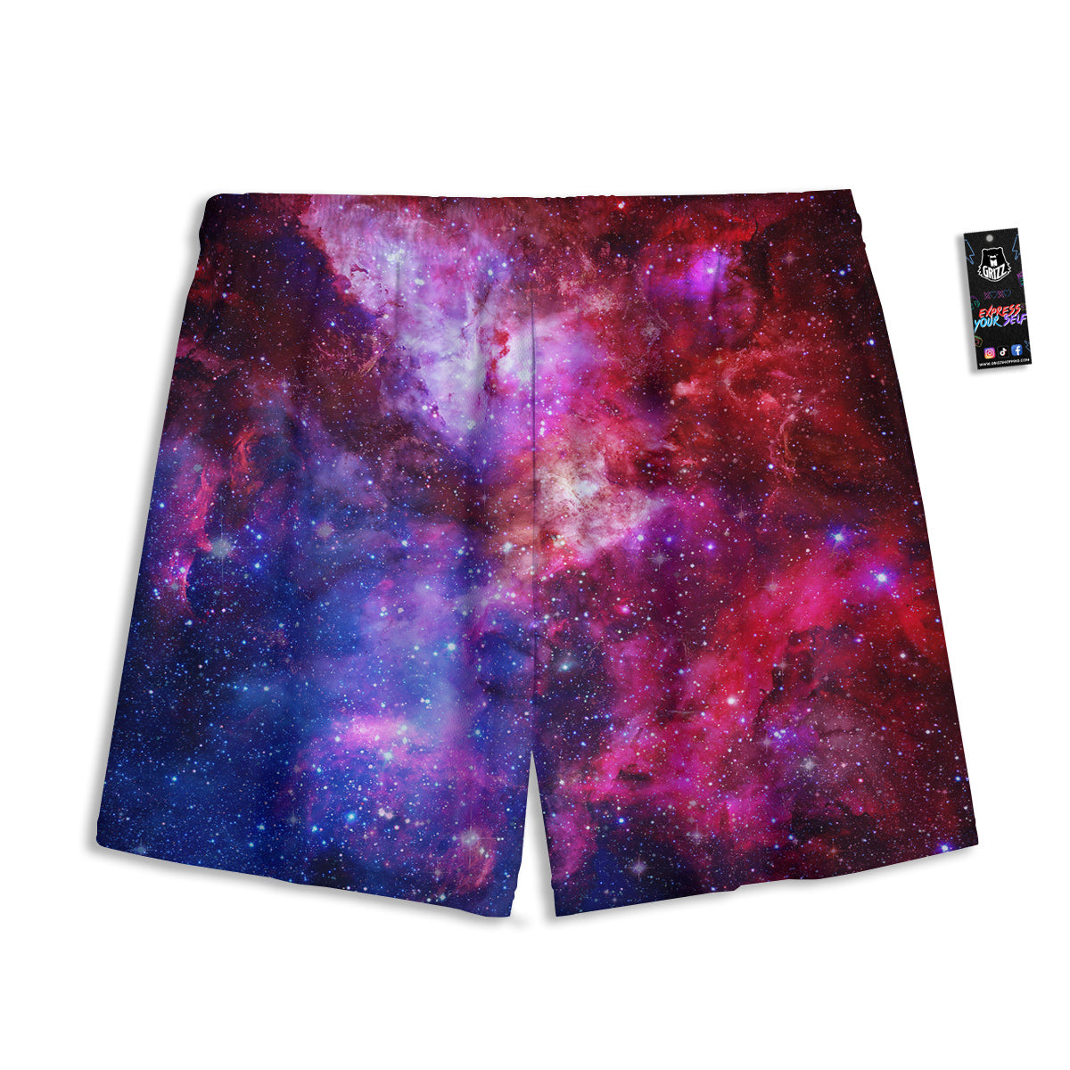 Galaxy Space Dark Purple Cosmos Print Mesh Shorts