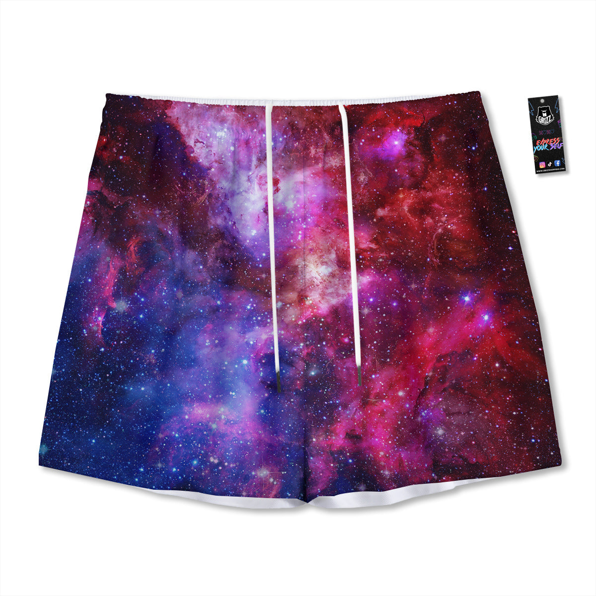 Galaxy Space Dark Purple Cosmos Print Mesh Shorts