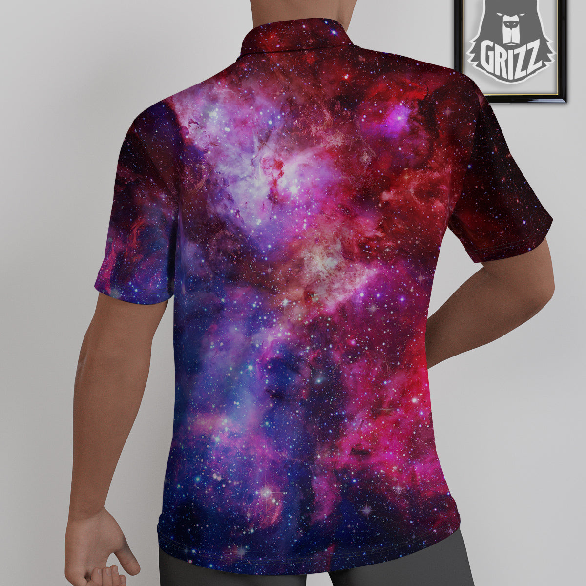 Galaxy Space Dark Purple Cosmos Print Untucked Shirts-grizzshop