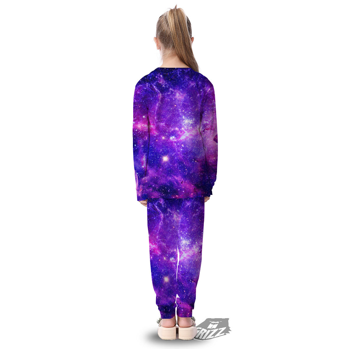 Galaxy Space Dark Purple Universe Print Kid's Pajamas-grizzshop