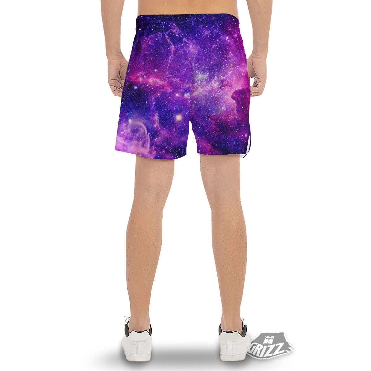 Galaxy Space Dark Purple Universe Print Men's Gym Shorts-grizzshop
