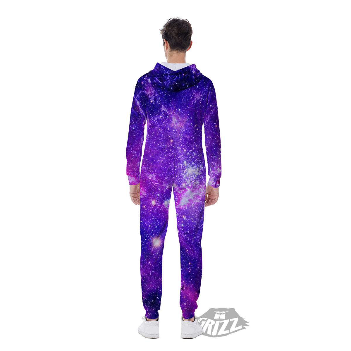 Galaxy Space Dark Purple Universe Print Men's Jumpsuit-grizzshop