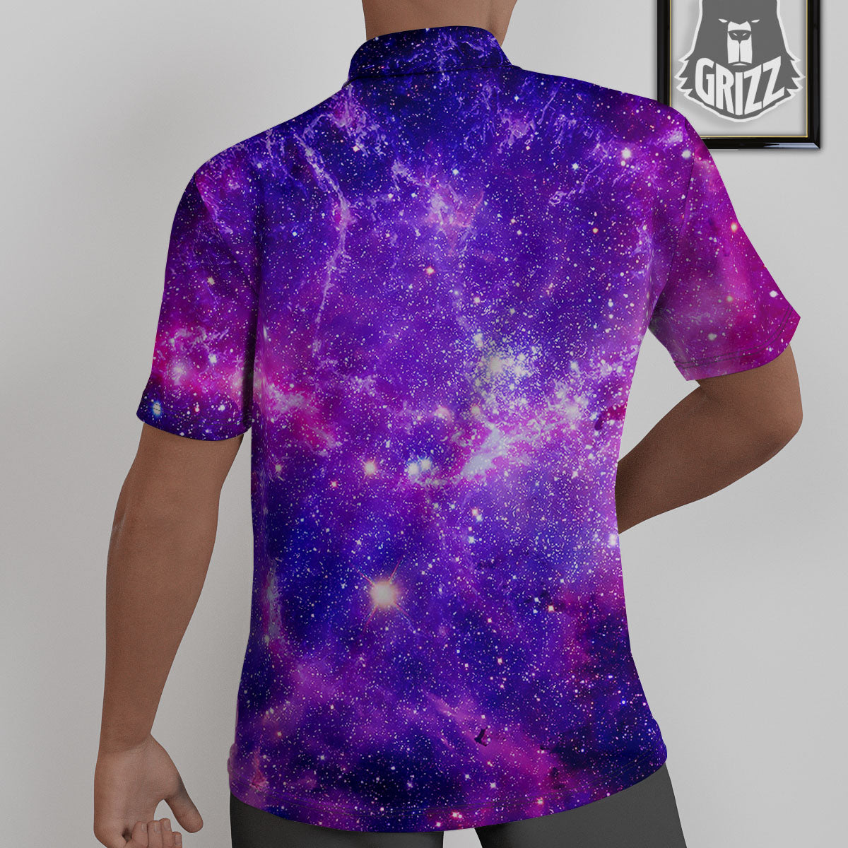 Galaxy Space Dark Purple Universe Print Untucked Shirts-grizzshop