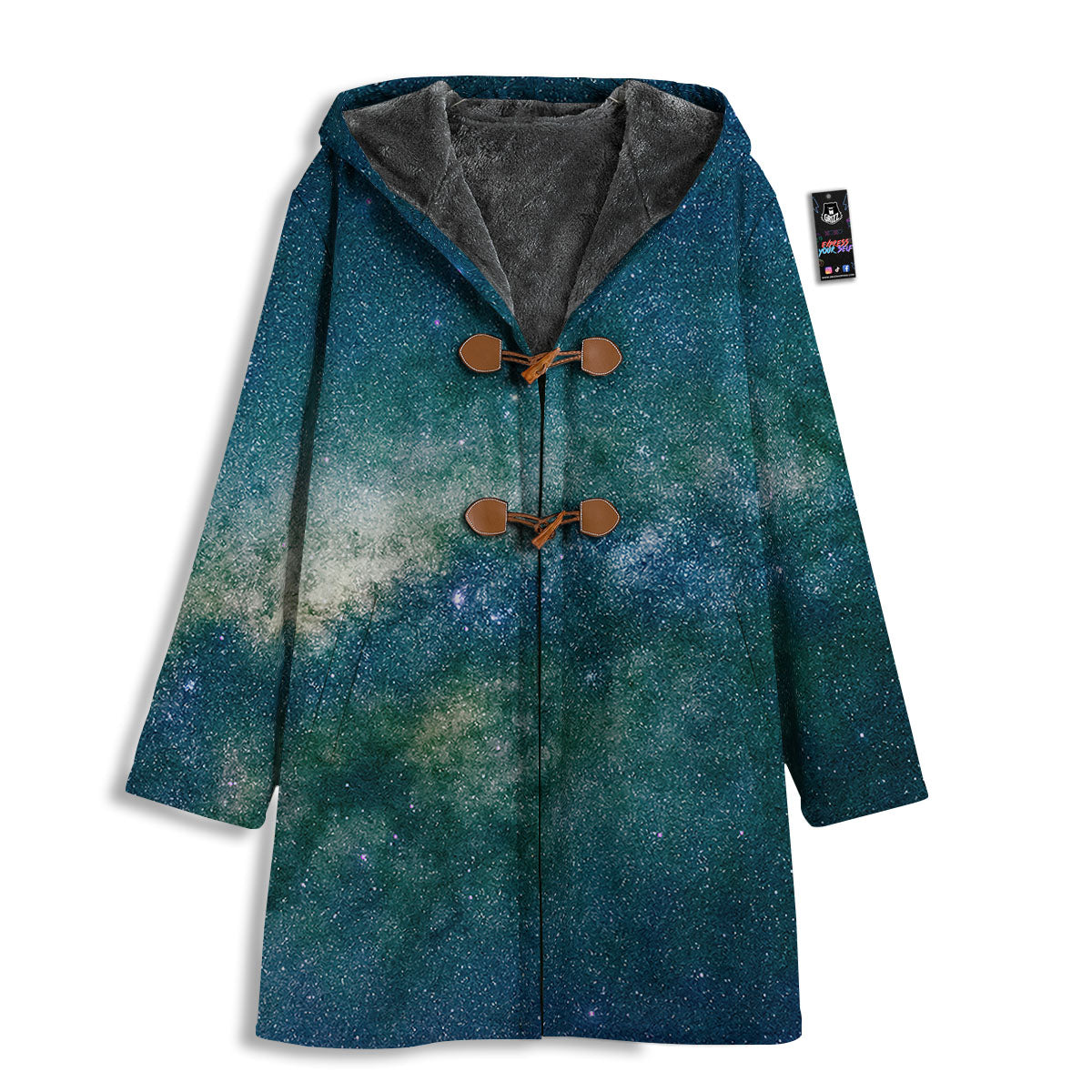 Galaxy Space Dark Teal Print Men's Windbreaker Jacket-grizzshop