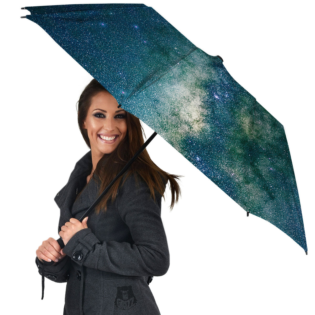 Galaxy Space Dark Teal Print Umbrella-grizzshop