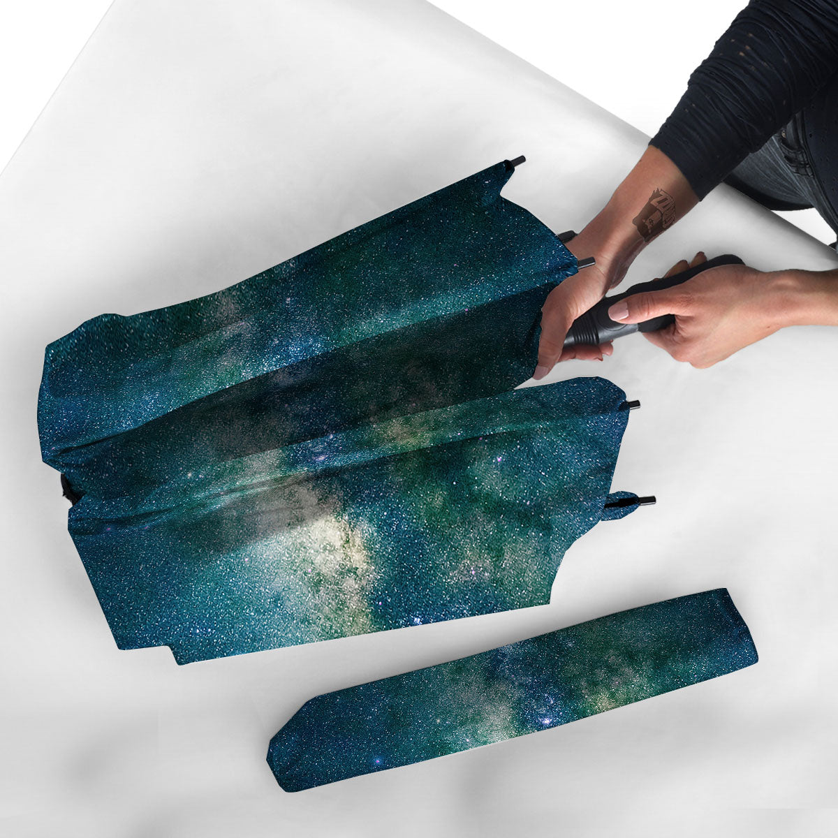 Galaxy Space Dark Teal Print Umbrella-grizzshop
