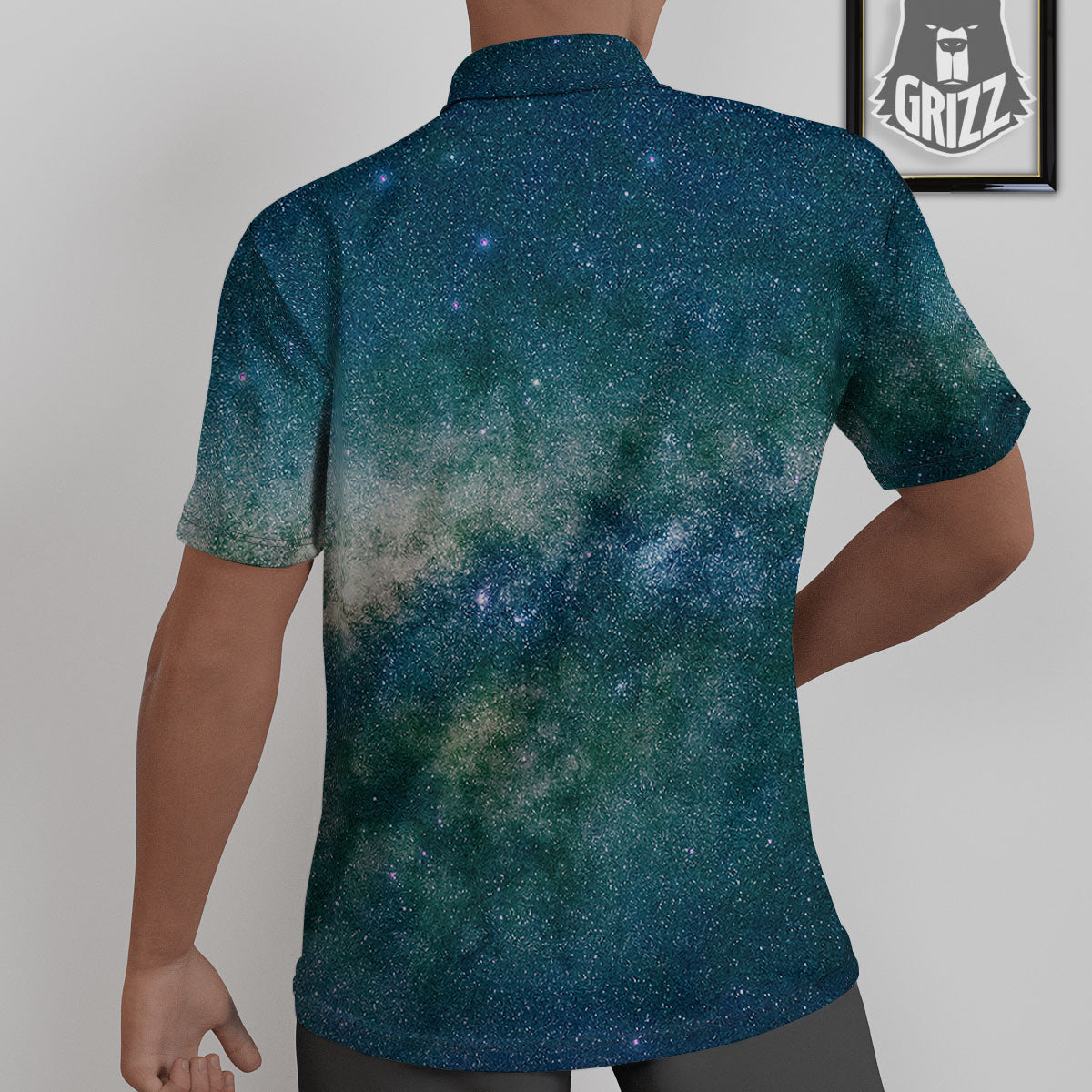 Galaxy Space Dark Teal Print Untucked Shirts-grizzshop