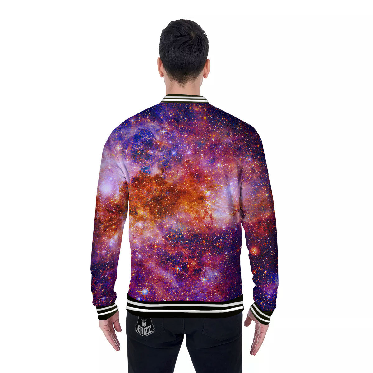 Galaxy Space Fiery Nebula Universe Print Baseball Jacket-grizzshop