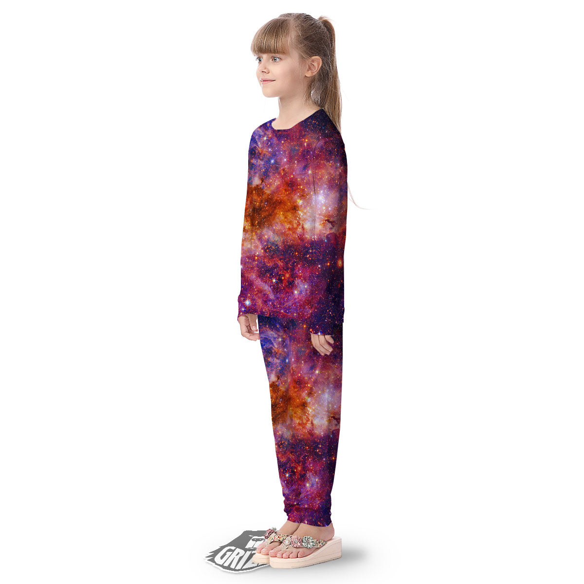 Galaxy Space Fiery Nebula Universe Print Kid's Pajamas-grizzshop