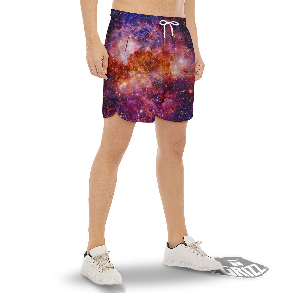 Galaxy Space Fiery Nebula Universe Print Men's Gym Shorts-grizzshop