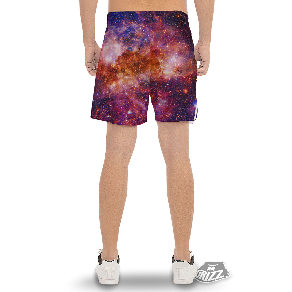 Galaxy Space Fiery Nebula Universe Print Men's Gym Shorts-grizzshop