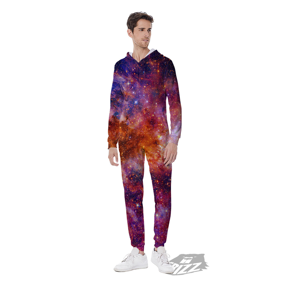 Galaxy Space Fiery Nebula Universe Print Men's Jumpsuit-grizzshop