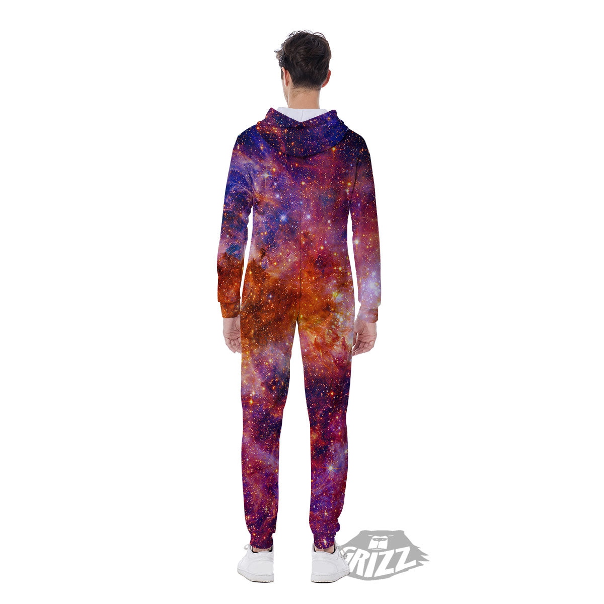 Galaxy Space Fiery Nebula Universe Print Men's Jumpsuit-grizzshop