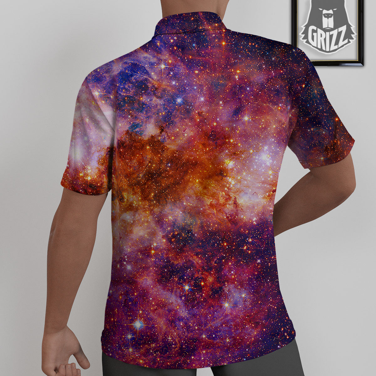Galaxy Space Fiery Nebula Universe Print Untucked Shirts-grizzshop