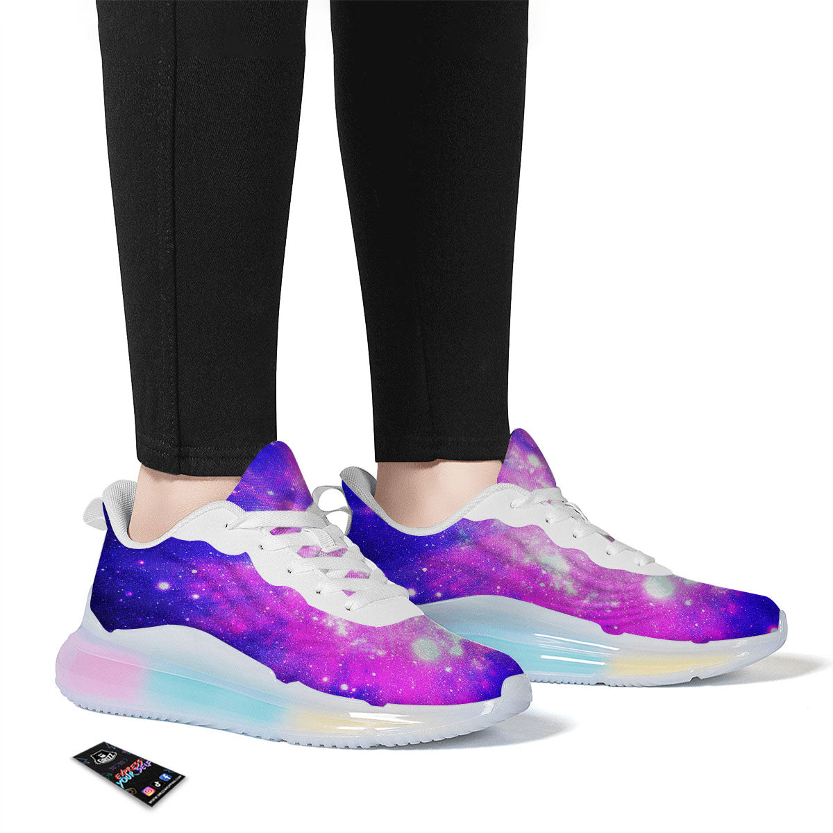 Galaxy Space Purple Bursting Print Running Sneakers-grizzshop