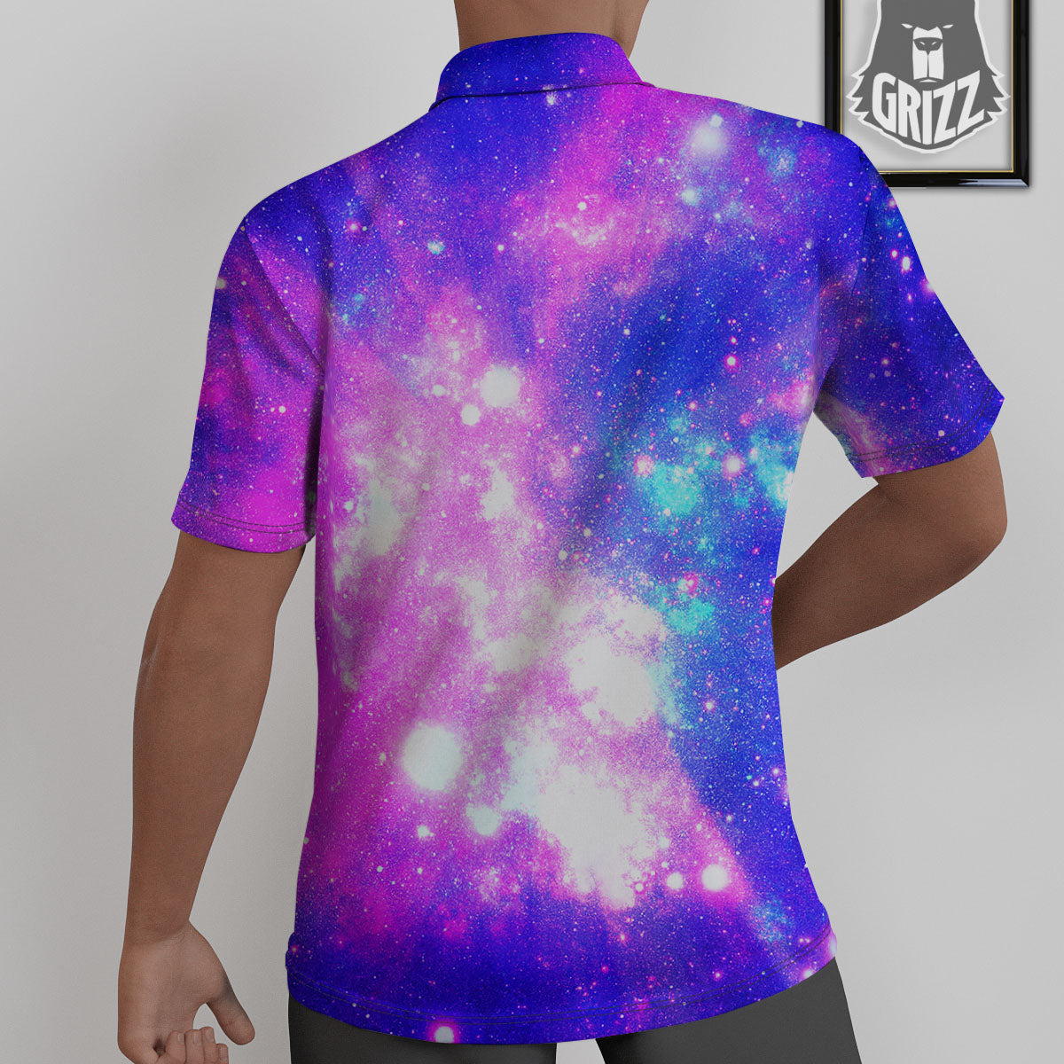 Galaxy Space Purple Bursting Print Untucked Shirts-grizzshop