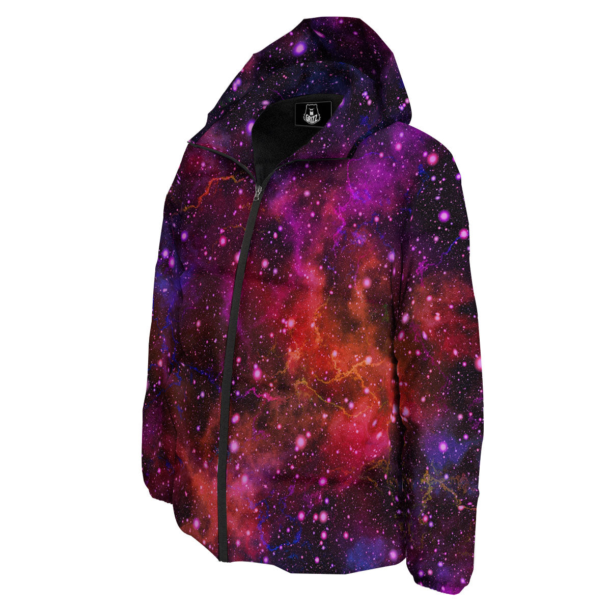 Galaxy Space Purple Dark Print Down Jacket-grizzshop
