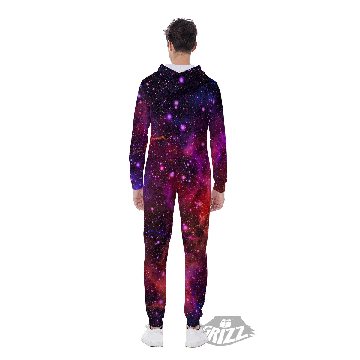 Galaxy Space Purple Dark Print Men's Jumpsuit-grizzshop