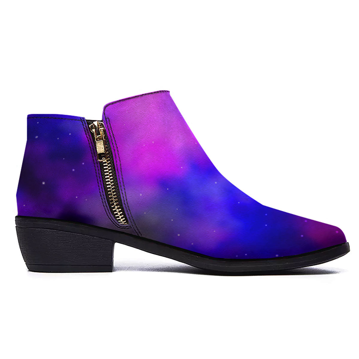 Galaxy Space Purple Nebula Cloud Print Ankle Boots-grizzshop