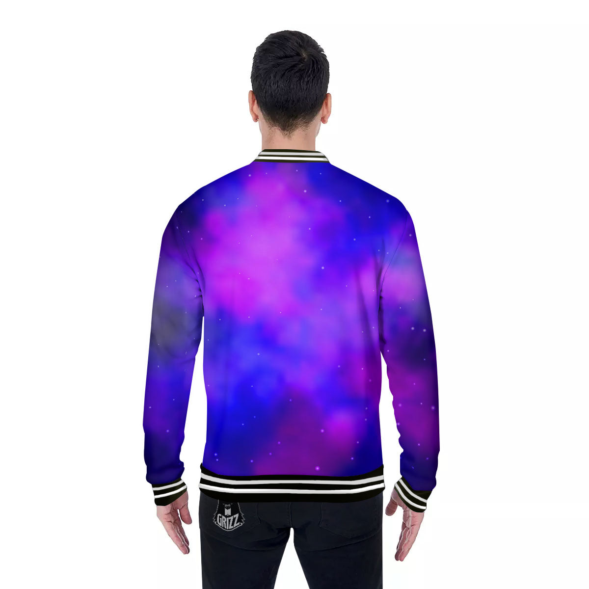 Galaxy Space Purple Nebula Cloud Print Baseball Jacket-grizzshop