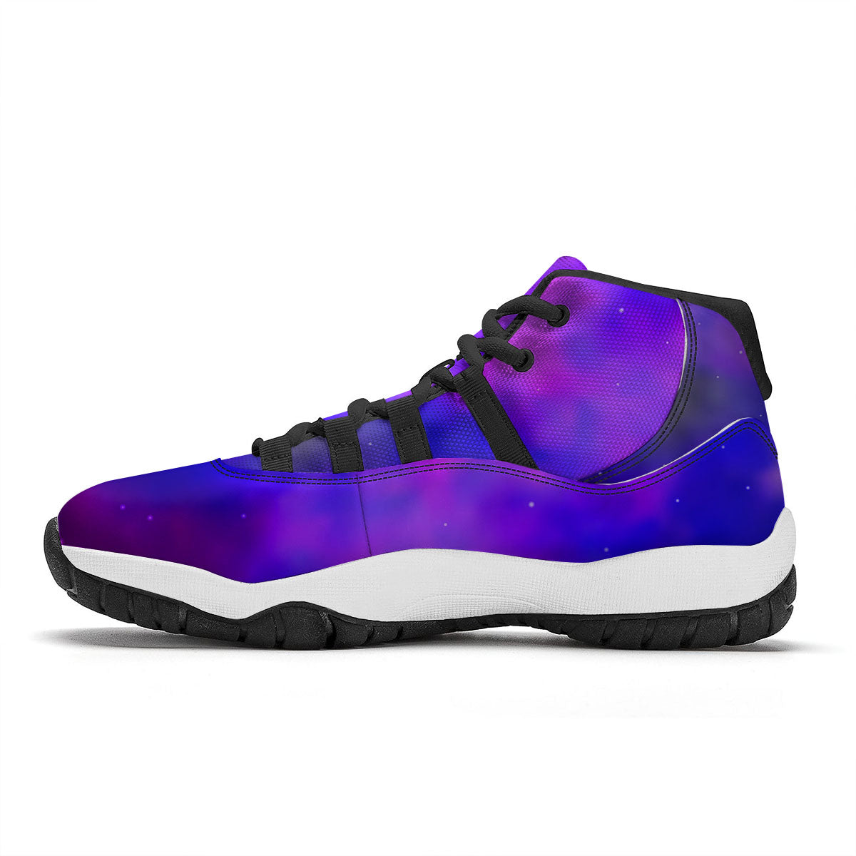 Galaxy Space Purple Nebula Cloud Print Black Bball Shoes-grizzshop