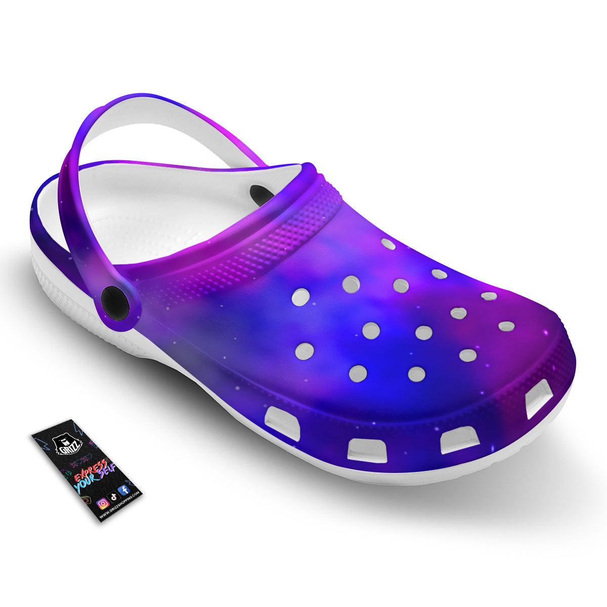 Galaxy Space Purple Nebula Cloud Print Clog-grizzshop