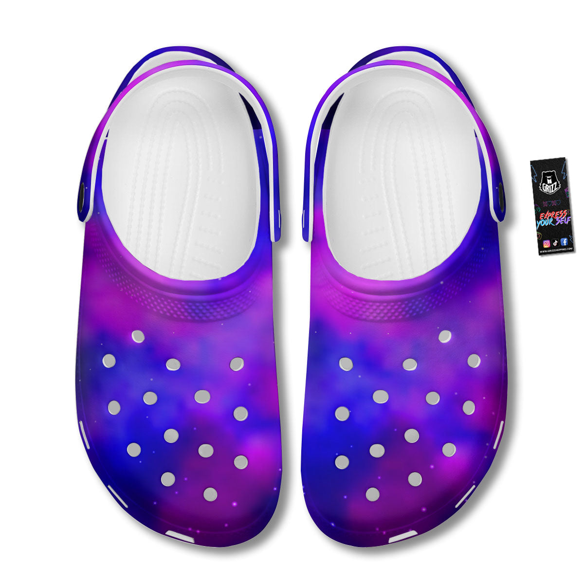 Galaxy Space Purple Nebula Cloud Print Clog-grizzshop