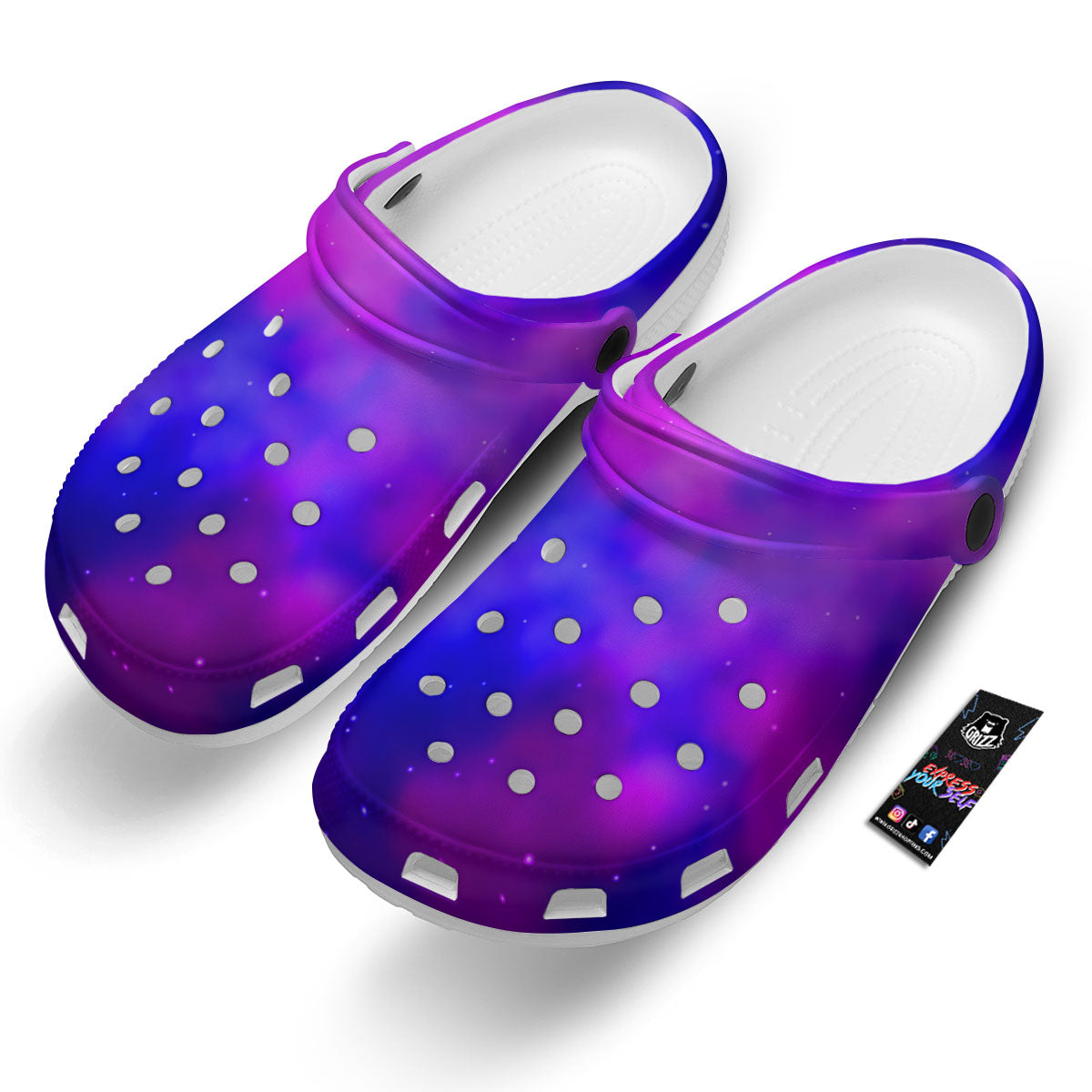 Galaxy Space Purple Nebula Cloud Print Clog-grizzshop
