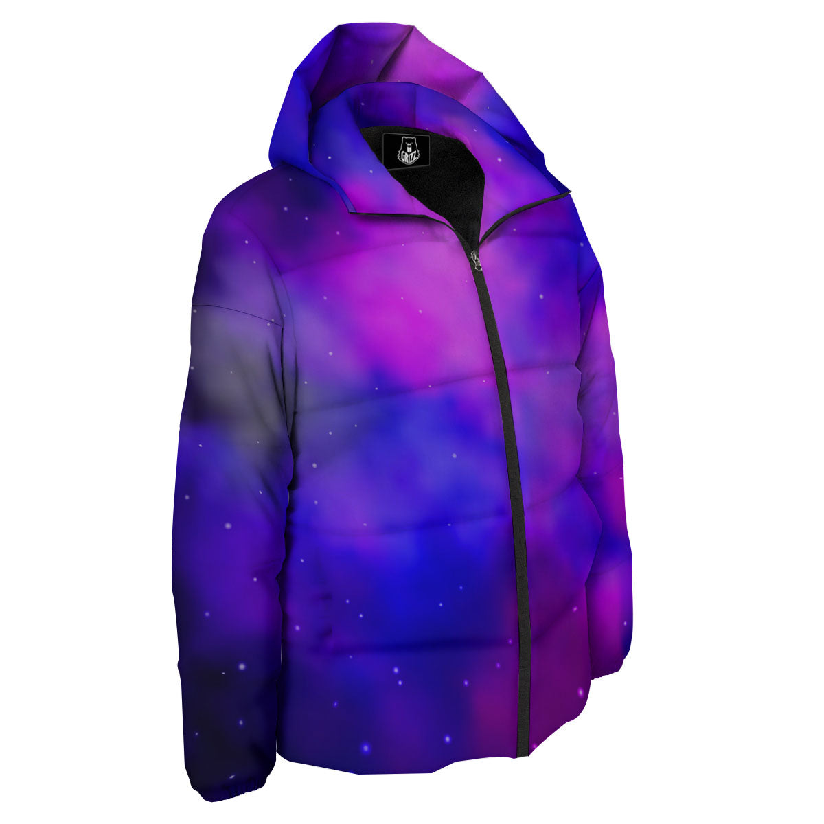 Galaxy Space Purple Nebula Cloud Print Down Jacket-grizzshop