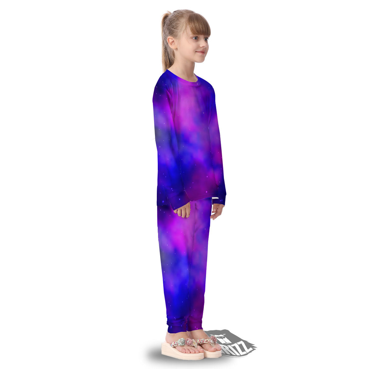 Galaxy Space Purple Nebula Cloud Print Kid's Pajamas-grizzshop