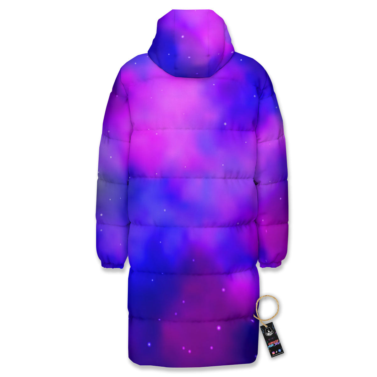 Galaxy Space Purple Nebula Cloud Print Long Down Jacket-grizzshop