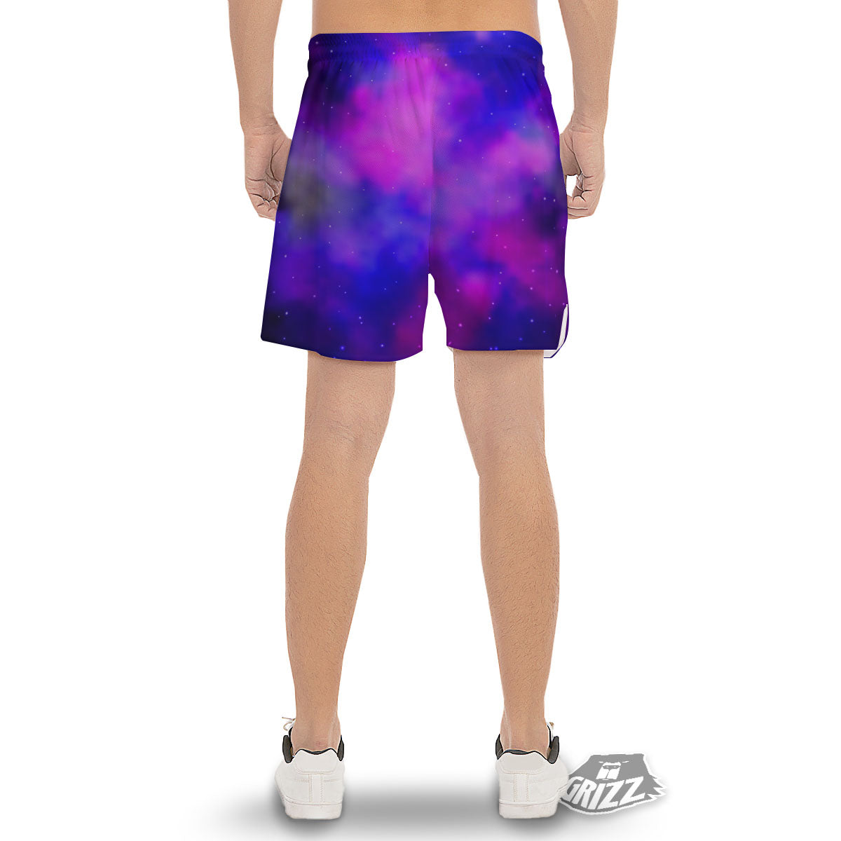 Galaxy Space Purple Nebula Cloud Print Men's Gym Shorts-grizzshop