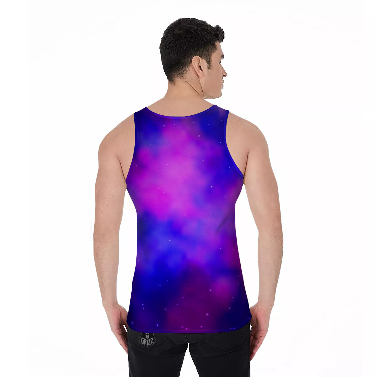 Galaxy Space Purple Nebula Cloud Print Men's Tank Top-grizzshop