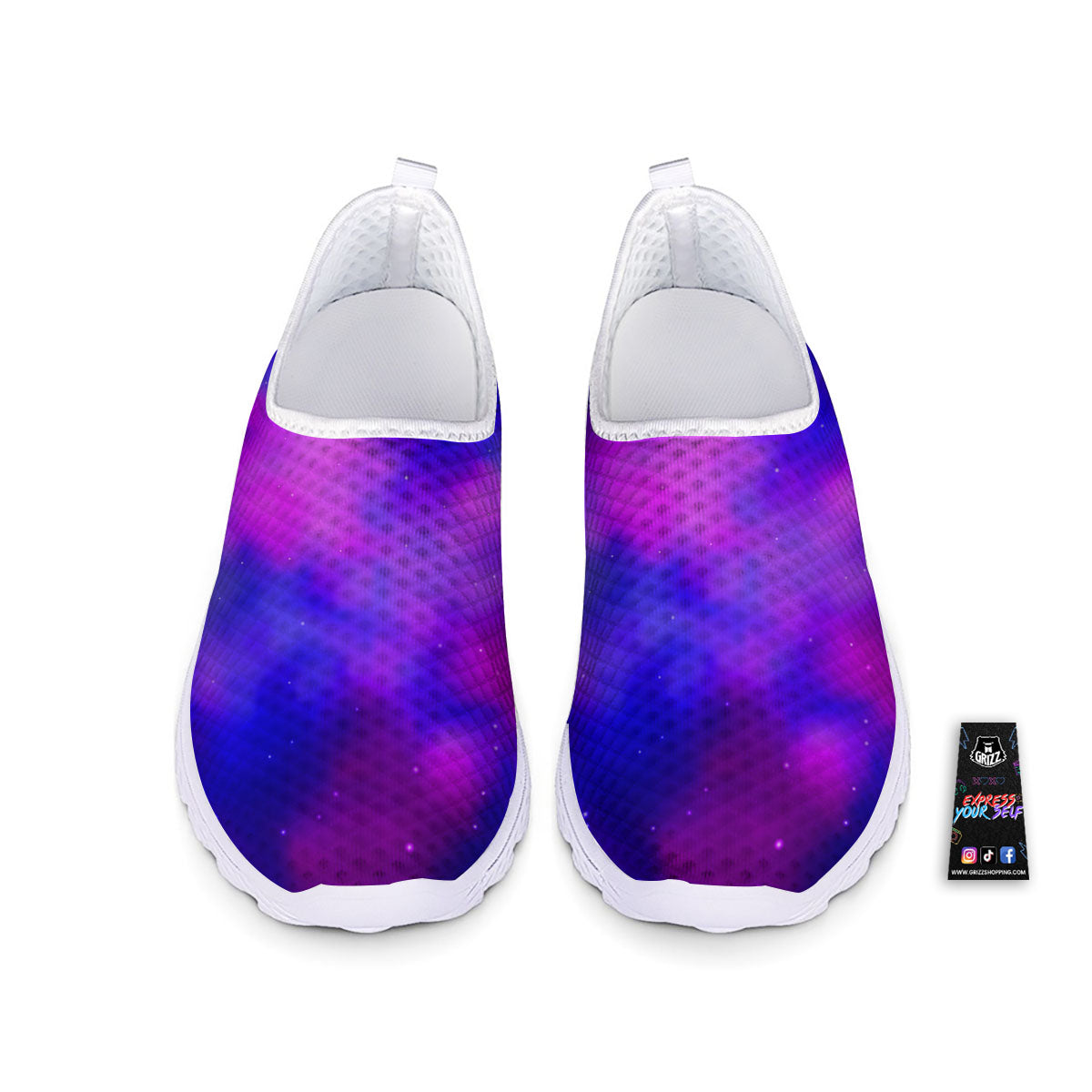 Galaxy Space Purple Nebula Cloud Print Nurse Shoes-grizzshop