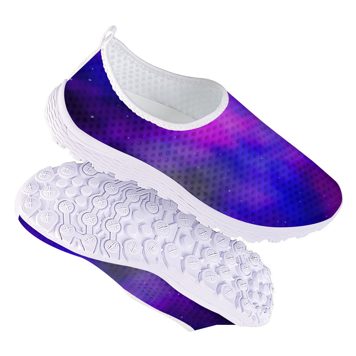 Galaxy Space Purple Nebula Cloud Print Nurse Shoes-grizzshop