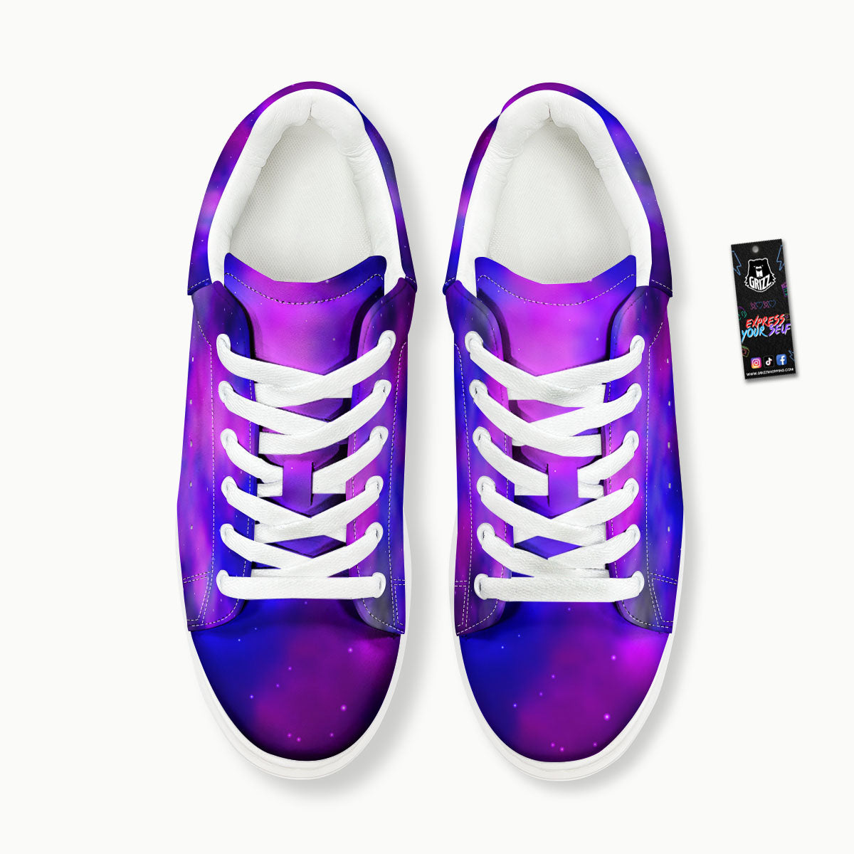 Galaxy Space Purple Nebula Cloud Print Platform Shoes-grizzshop