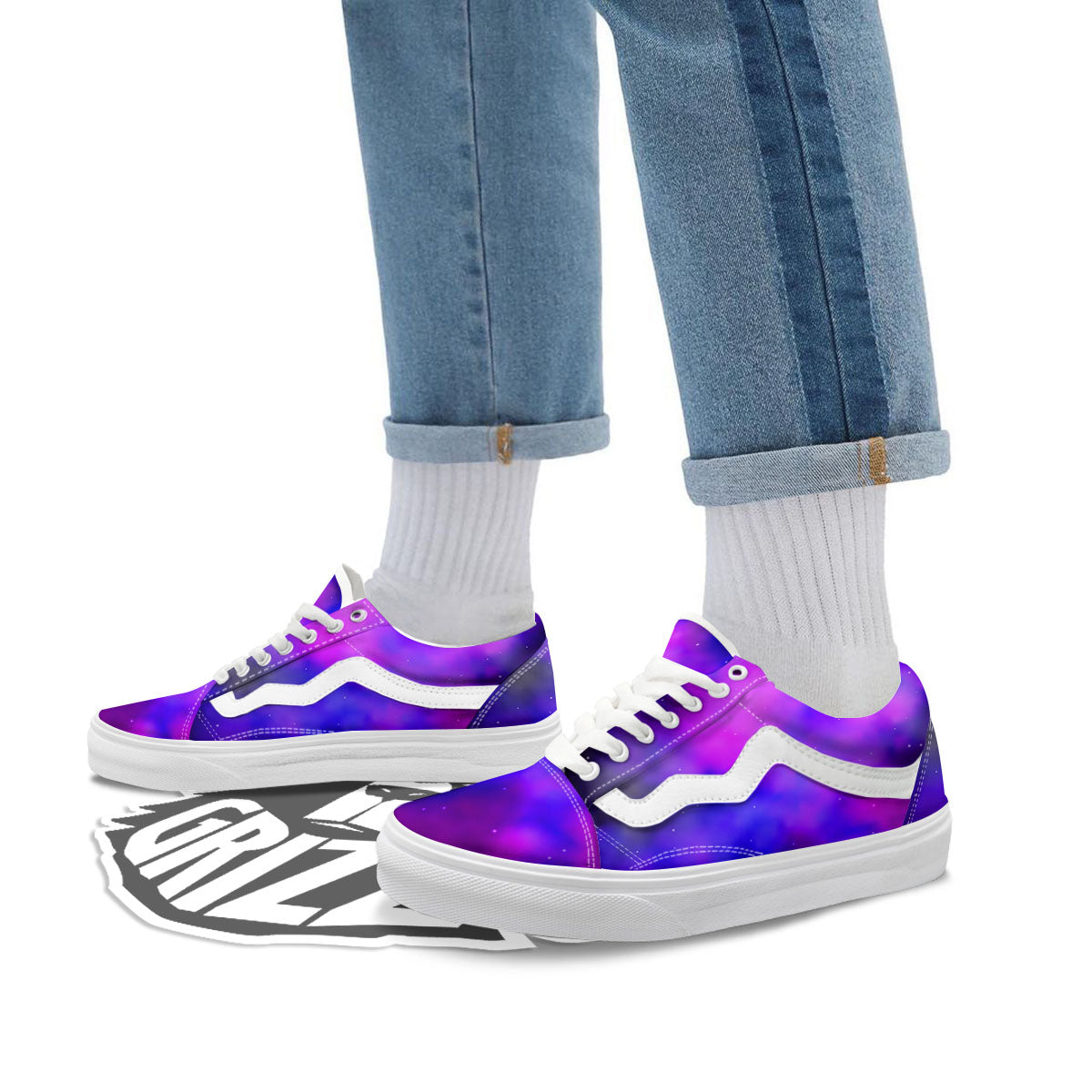 Galaxy Space Purple Nebula Cloud Print Skate Shoes-grizzshop