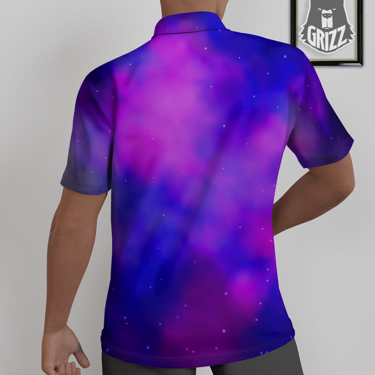 Galaxy Space Purple Nebula Cloud Print Untucked Shirts-grizzshop