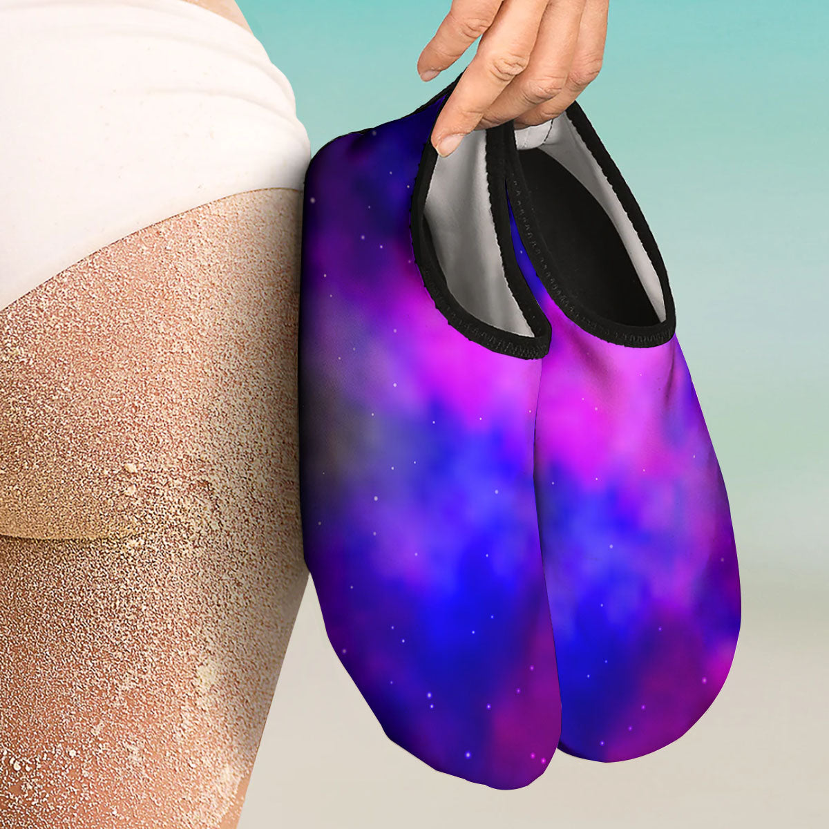 Galaxy Space Purple Nebula Cloud Print Water Shoes-grizzshop
