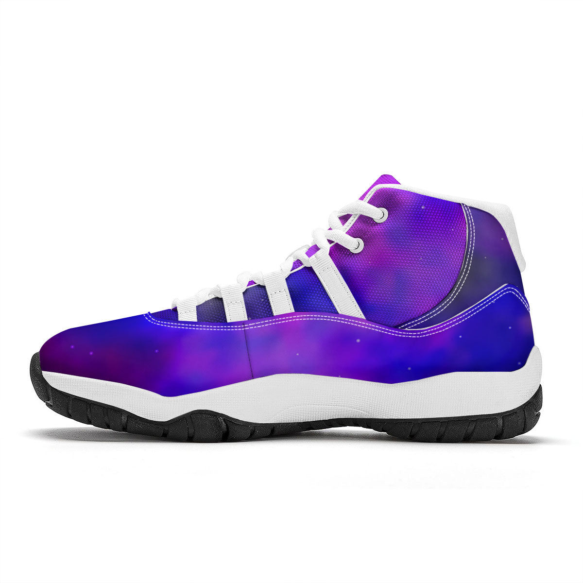 Galaxy Space Purple Nebula Cloud Print White Bball Shoes-grizzshop