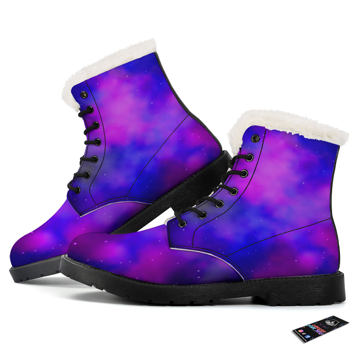 Galaxy Space Purple Nebula Cloud Print Winter Boots-grizzshop