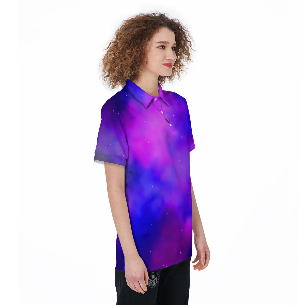 Galaxy Space Purple Nebula Cloud Print Women's Golf Shirts-grizzshop