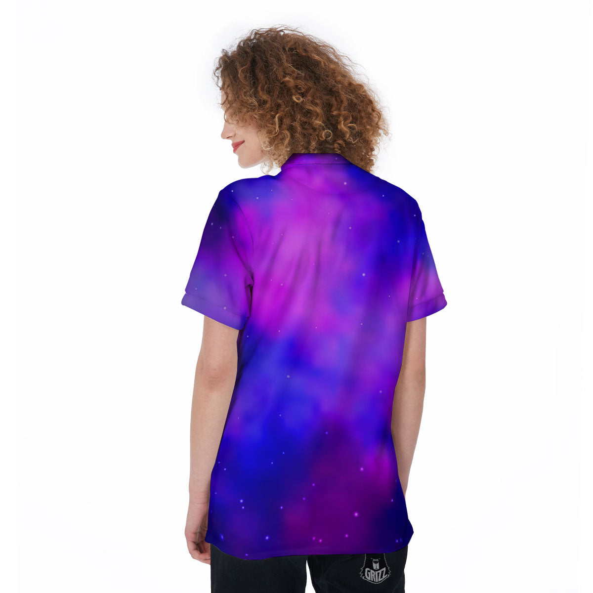 Galaxy Space Purple Nebula Cloud Print Women's Golf Shirts-grizzshop