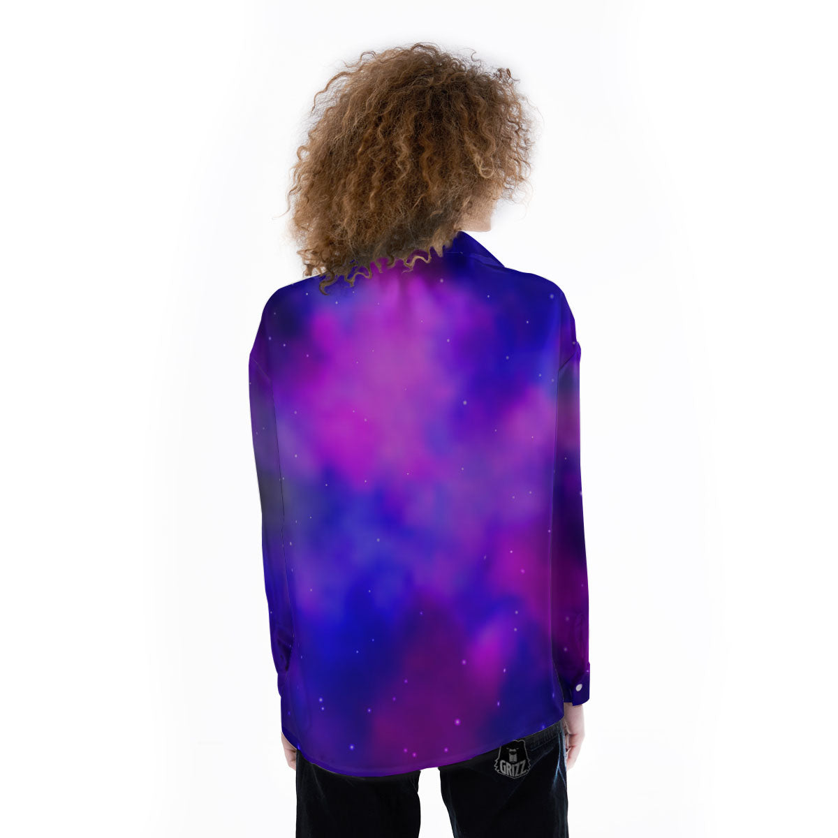 Galaxy Space Purple Nebula Cloud Print Women's Long Sleeve Shirts-grizzshop