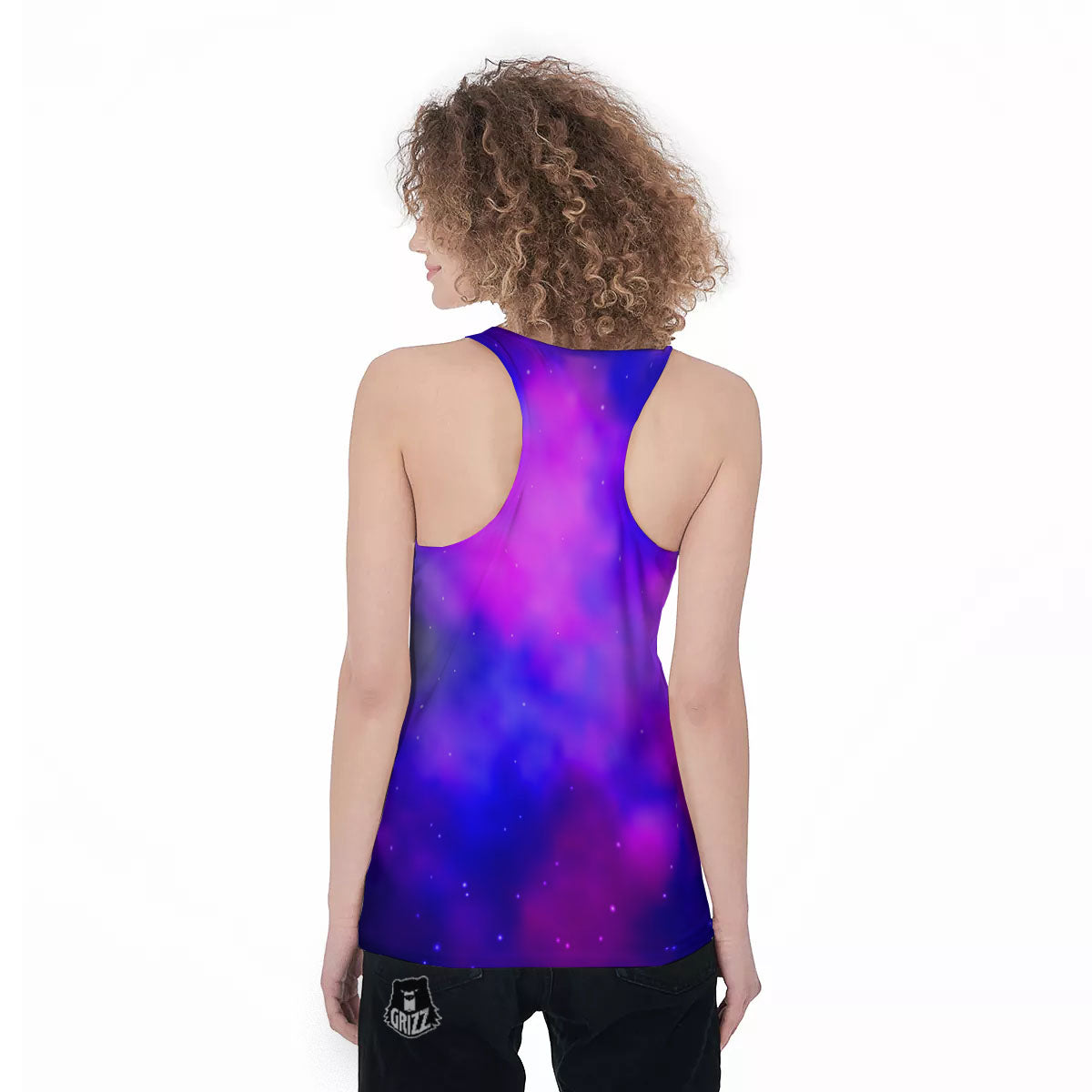 Galaxy Space Purple Nebula Cloud Print Women's Racerback Tank Top-grizzshop