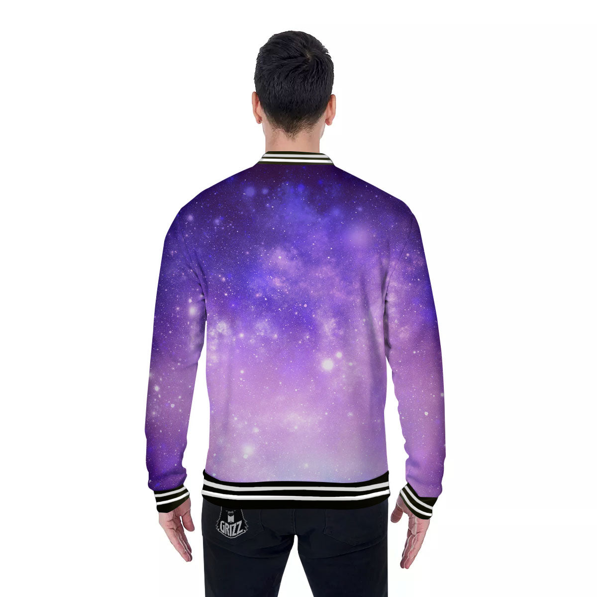 Galaxy Space Purple Stardust Cloud Print Baseball Jacket-grizzshop